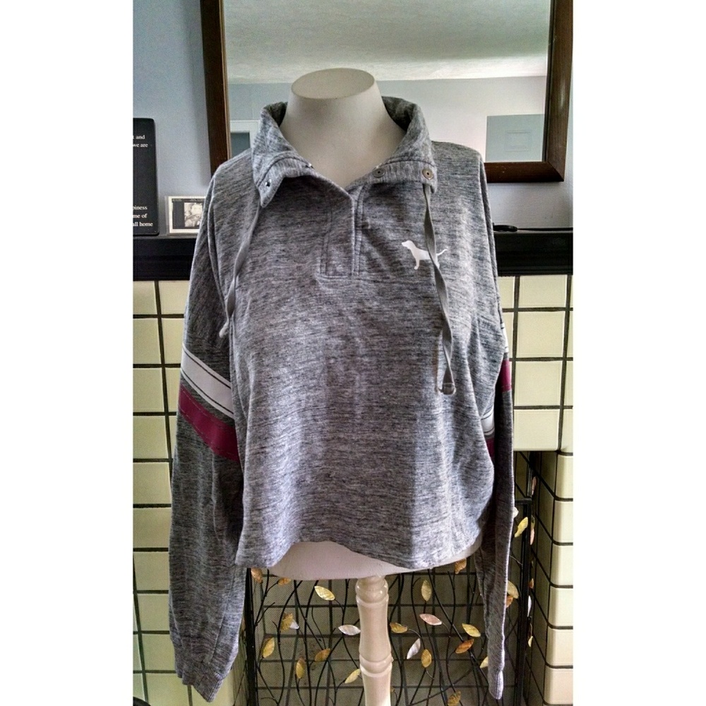 Victoria's Secret PINK - Cropped Snap Button Sweat